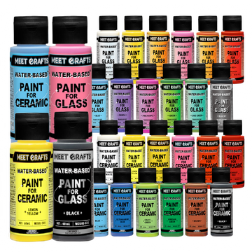 Meetscrafts 12colors Glass Paint Stain Glass Paints for Wine Glass, Waterproof Acrylic Enamel Paint Kit to Create Translucent Arts on Porcelain, Window & Ceramic