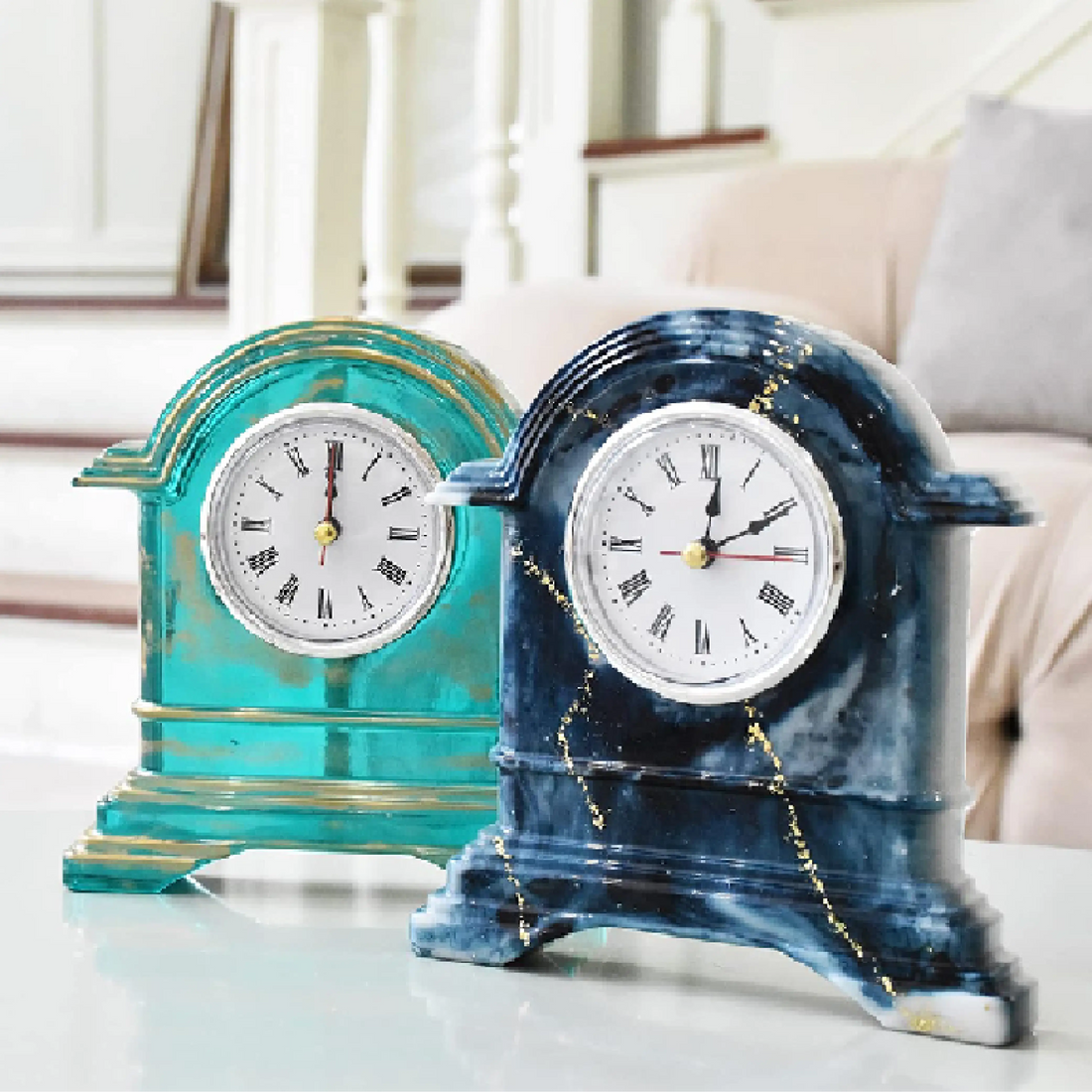Meetcrafts Colorful Epoxy Resin Vintage Clock DIY Set - Create Retro Industrial Wall Art with Transparent Resin, Pigments & Antique-Style Clock Mechanism