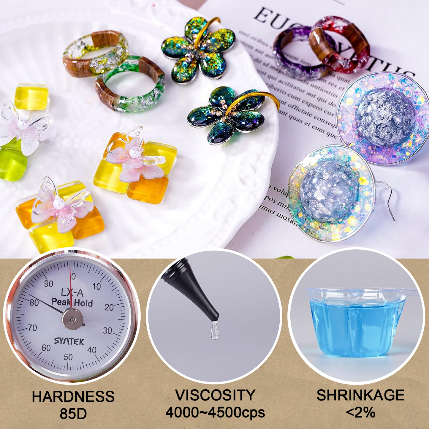 Résine UV - 100 g - Kit de résine UV à durcissement ultraviolet transparent pour bijoux artisanaux à faire soi-même 