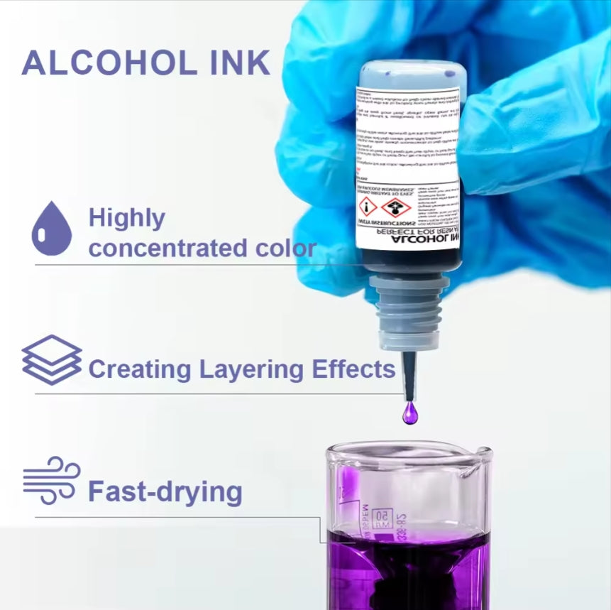 Creación de efectos de capas Botella de 10 ml con 23 colores de tinta líquida con alcohol para proyectos de resina epoxi, manualidades y arte 