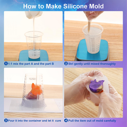 Liquid Organic Silicone Rubber for Mold Making 1000ml kit 500ml A+500ml B