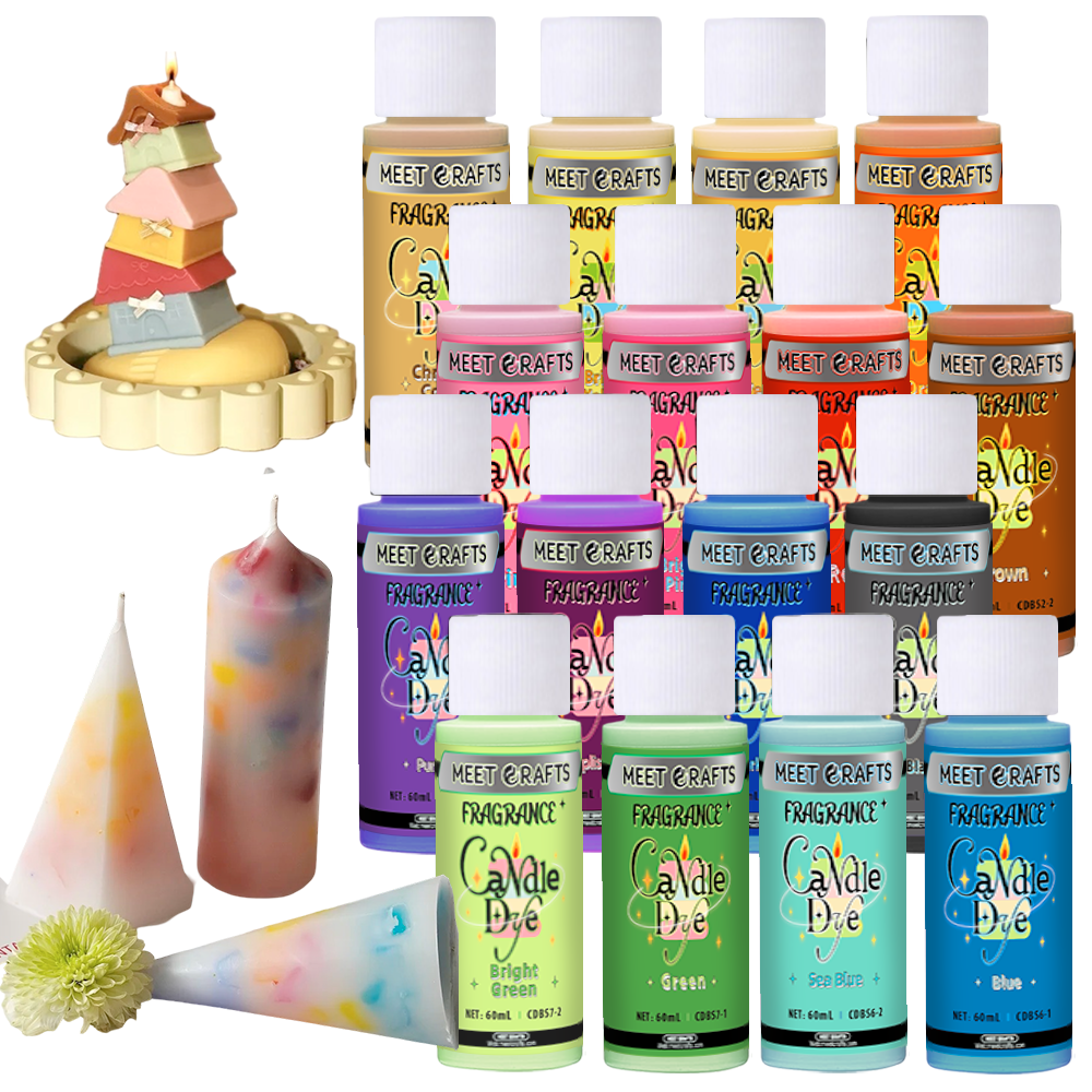 Meetscrafts 16-Color Oil-Based Fragrance Candle Dye – High Color Strength, Heat-Resistant, Easy to Dissolve, Perfect for DIY Candle Making
