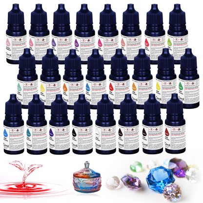 Pigmento líquido de color altamente concentrado, fácil de mezclar, para manualidades, resina epoxi, 24 colores por juego, 10 ml por botella