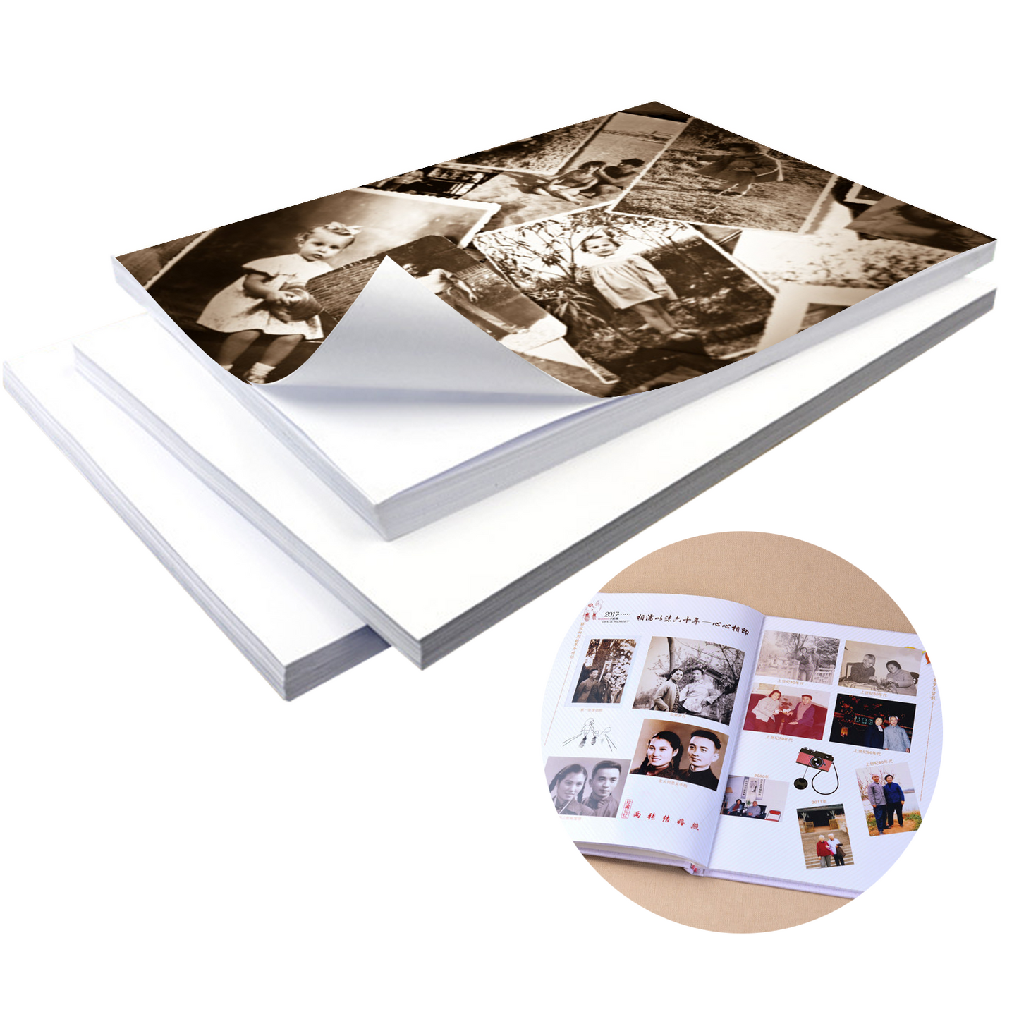 Papel fotográfico brillante autoadhesivo A4 de 115 g/m²/50 hojas/bolsa Papel imprimible para impresora de inyección de tinta