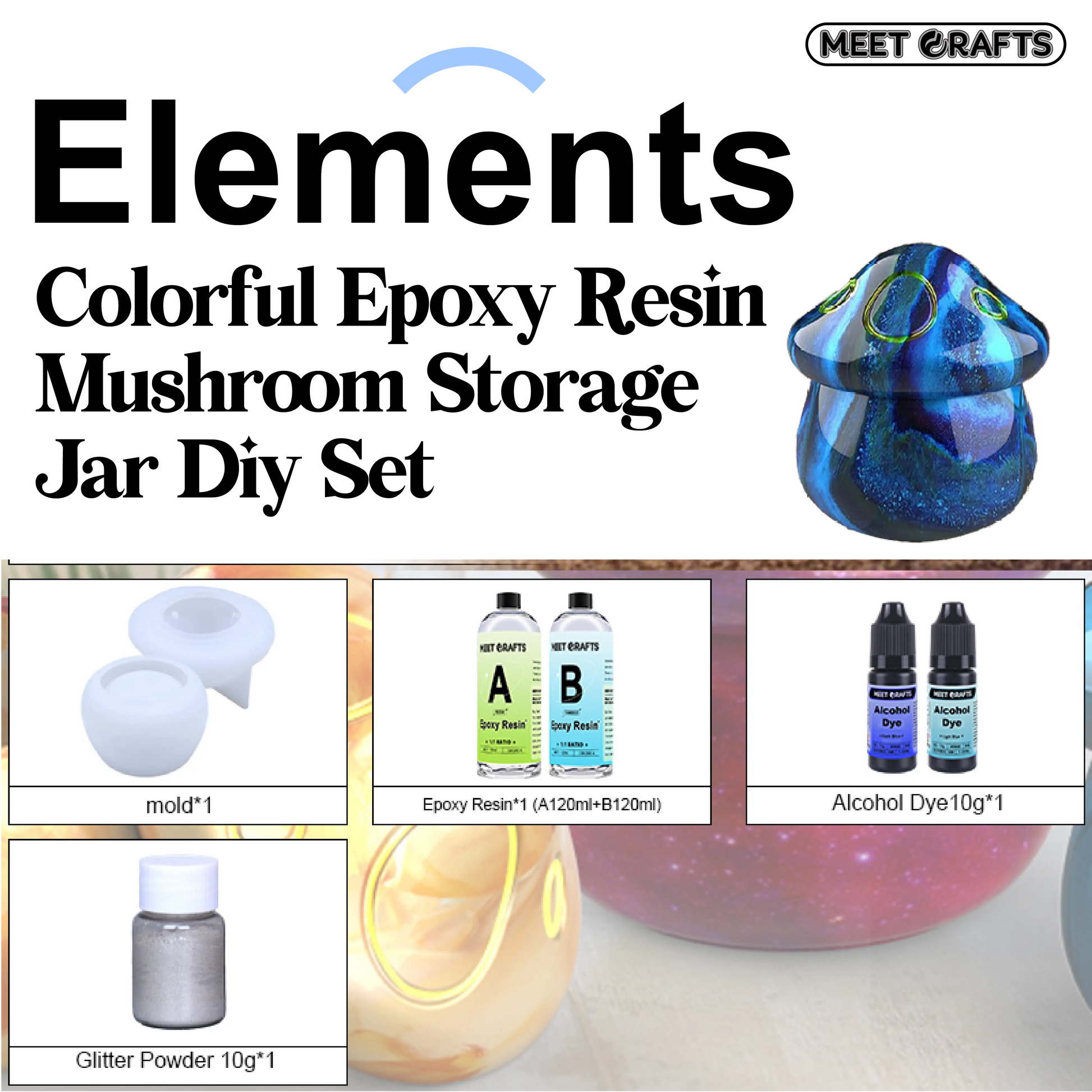 Create whimsical home decor with this all-in-one epoxy resin mushroom jar DIY kit! Customize vibrant colors, store trinkets, and enjoy easy crafting—perfect for gifts or personal use. Includes molds, pigments, and tutorials. 