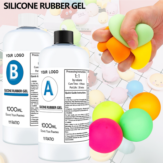 Gel de caoutchouc de silicone platine de qualité alimentaire 1A:1B 1000 ml/bouteille, soulagement du stress non toxique pour jouets de décompression 