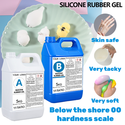 Gel de caoutchouc de silicone platine 1A:1B sans danger pour la peau et résistant aux produits chimiques pour la fabrication d'accessoires et d'artisanat anti-stress, 5 kg/bouteille 