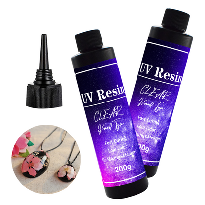 Resina UV transparente de alta resistencia y tipo duro, 200 g/botella, para hacer joyas de resina DIY