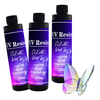 Resina UV transparente de alta resistencia y tipo duro, 200 g/botella, para hacer joyas de resina DIY