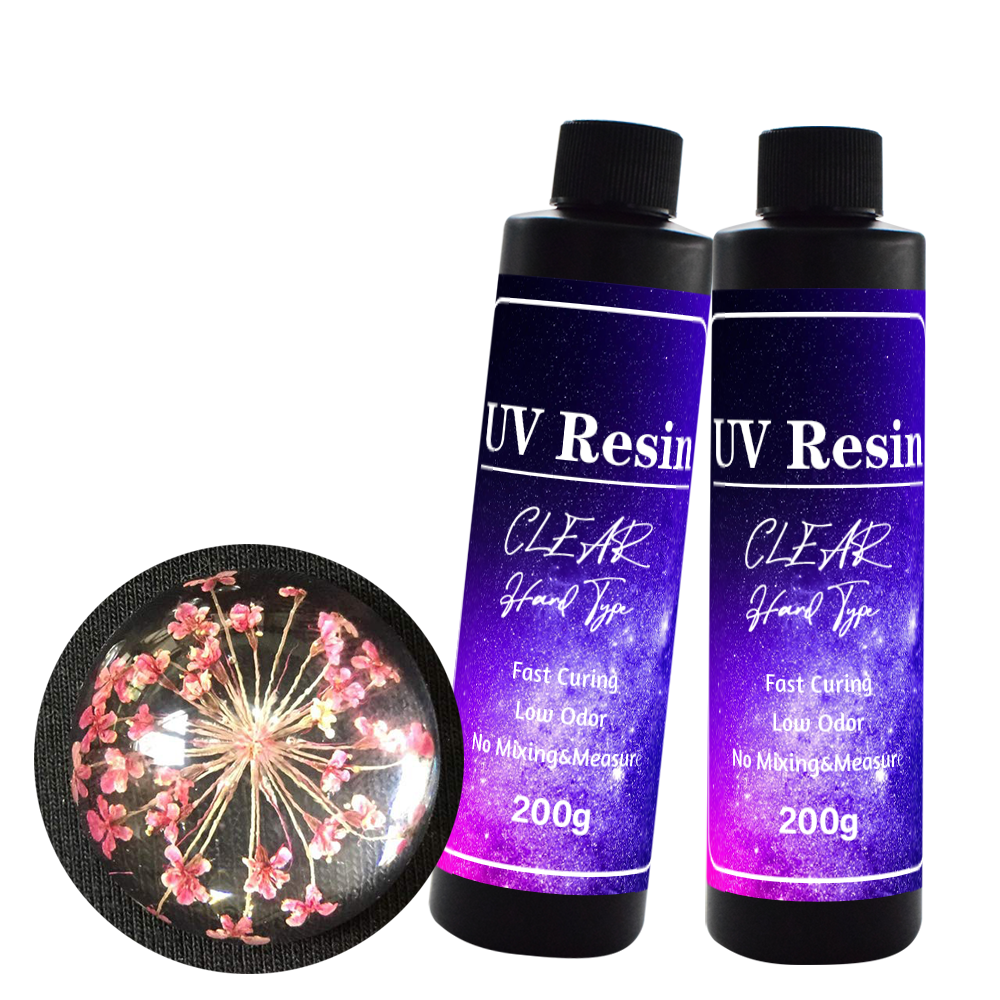 Resina UV transparente de alta resistencia y tipo duro, 200 g/botella, para hacer joyas de resina DIY