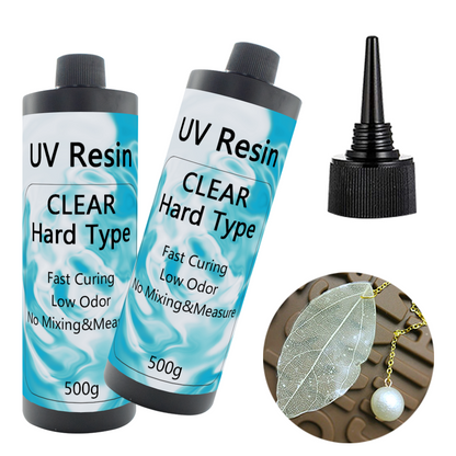 Kit de resina UV transparente de 500 g para hacer joyas, curado rápido