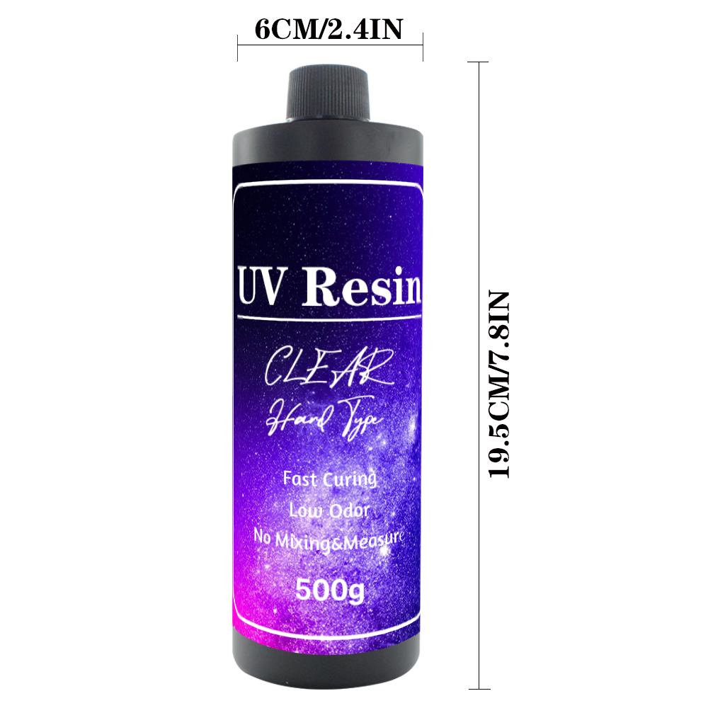 Resina UV de curado rápido, transparente y dura, 500 g/botella para decoración