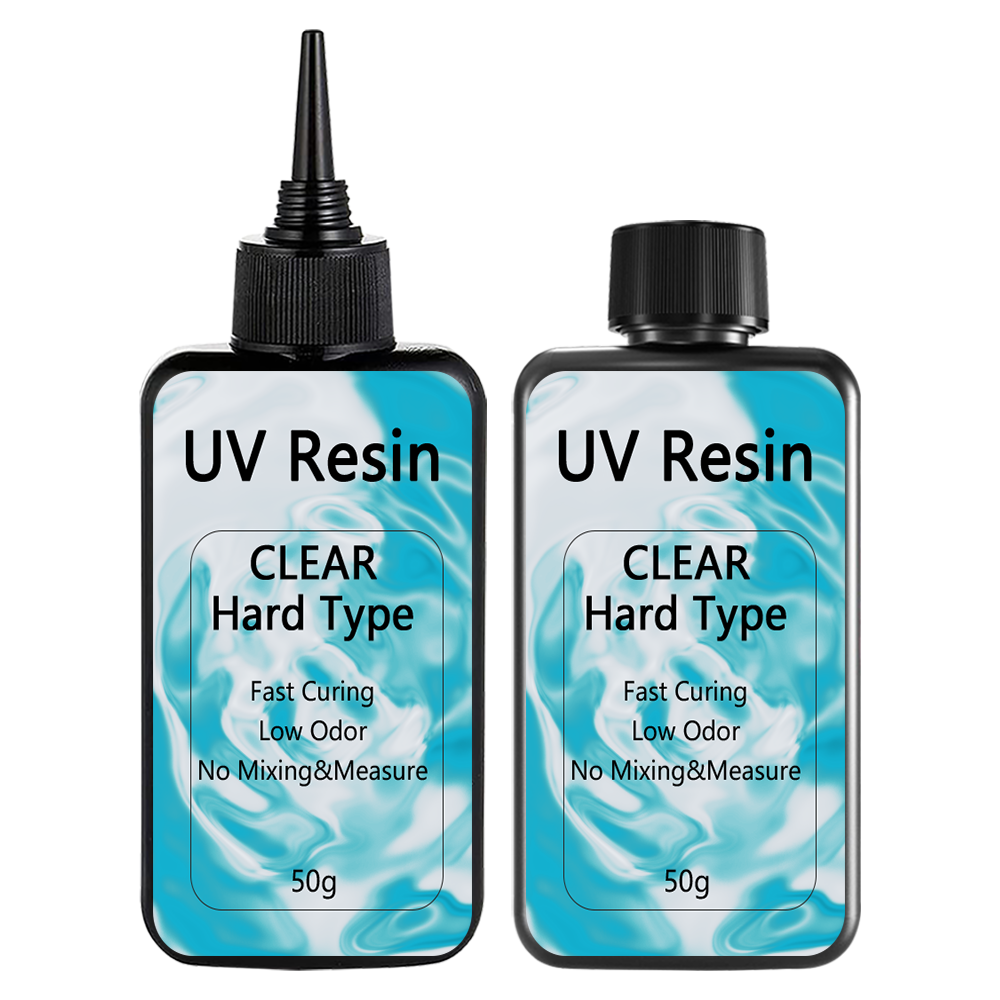 Pegamento de resina UV transparente y duro, curado por luz ultravioleta, líquido de cristal para hacer joyas artesanales, 50 g por botella