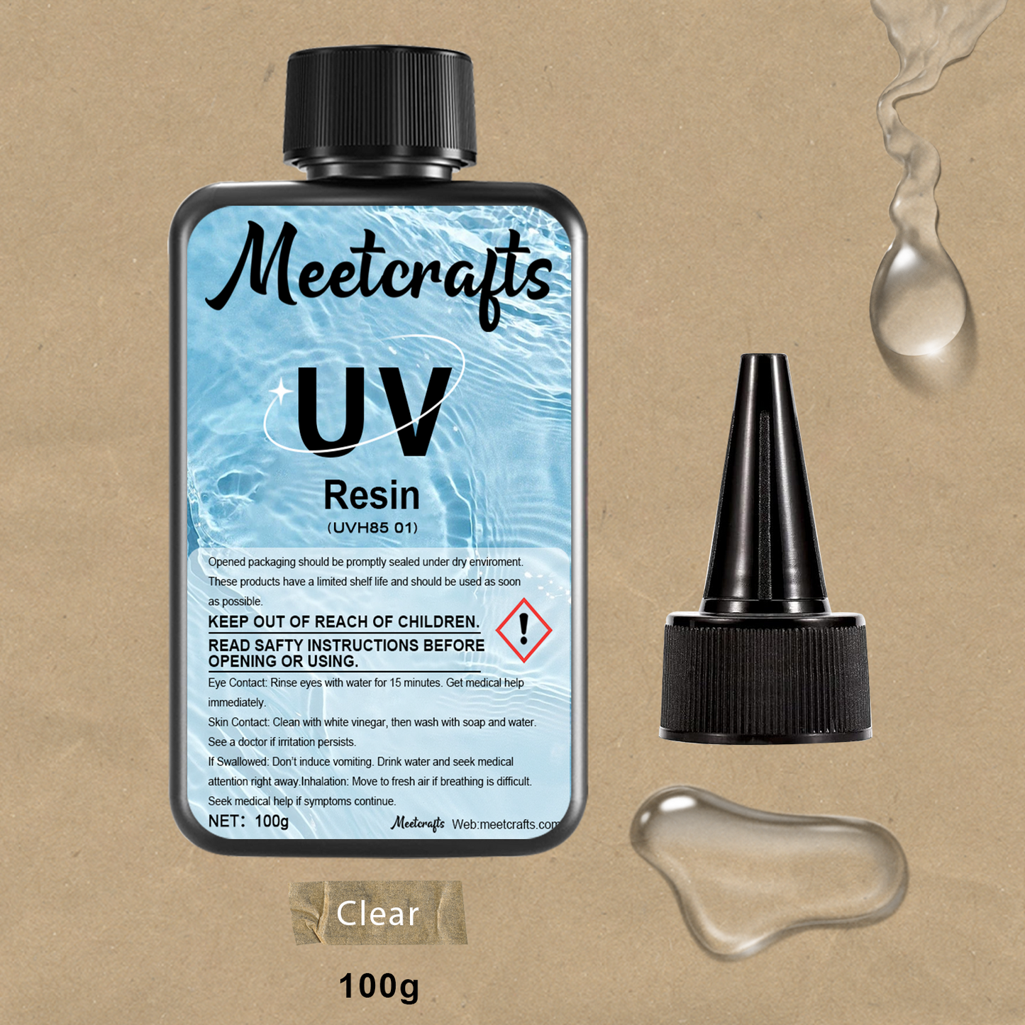 Résine UV - 100 g - Kit de résine UV à durcissement ultraviolet transparent pour bijoux artisanaux à faire soi-même 